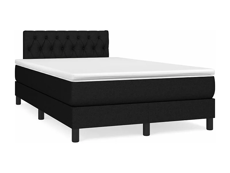 Sommier à lattes de lit matelas et LED noir 120x190 cm tissu