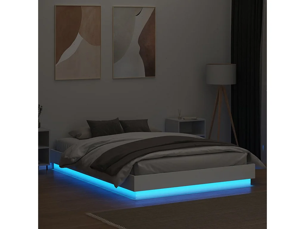 Cadre de lit avec LED sans matelas blanc 120x200 cm