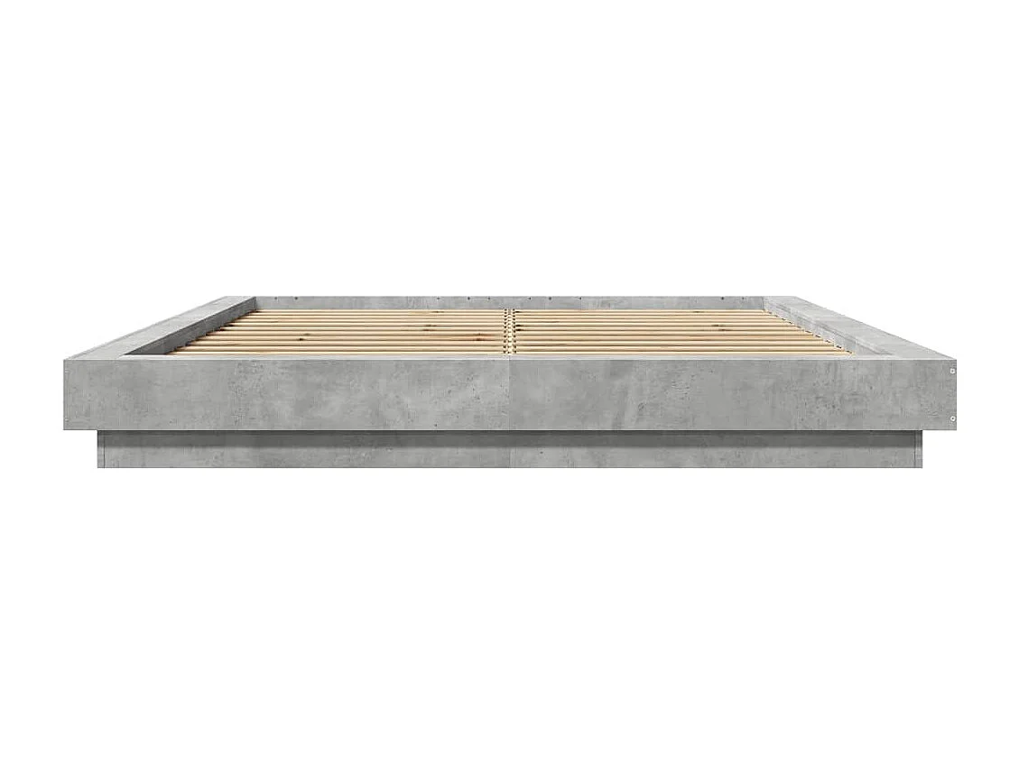 Cadre de lit et lumières LED sans matelas gris béton 160x200 cm