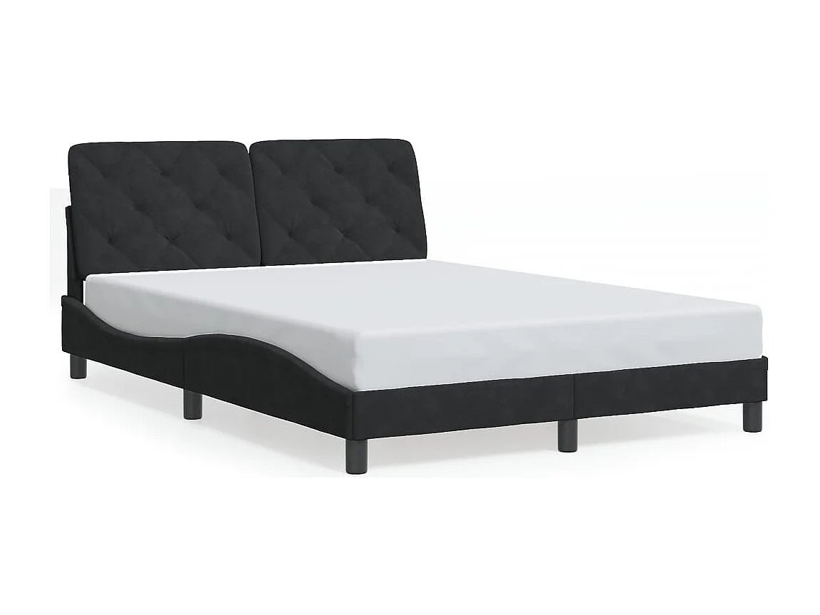 Cadre de lit avec LED sans matelas noir 140x200 cm velours