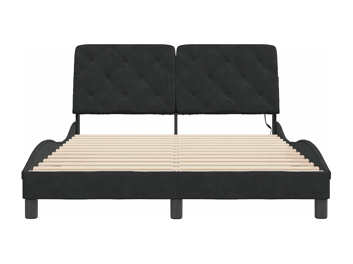 Cadre de lit avec LED sans matelas noir 140x200 cm velours