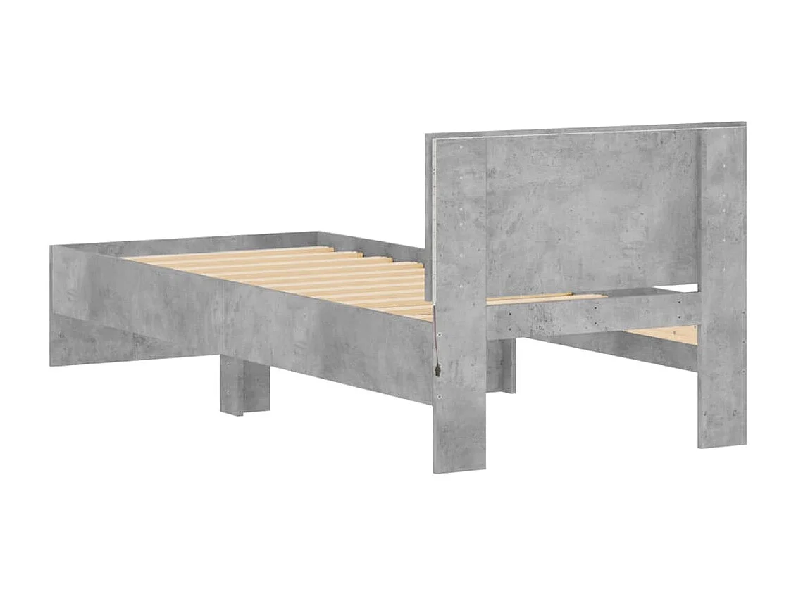 Giroletto con Testiera e LED Grigio Cemento 75x190 cm