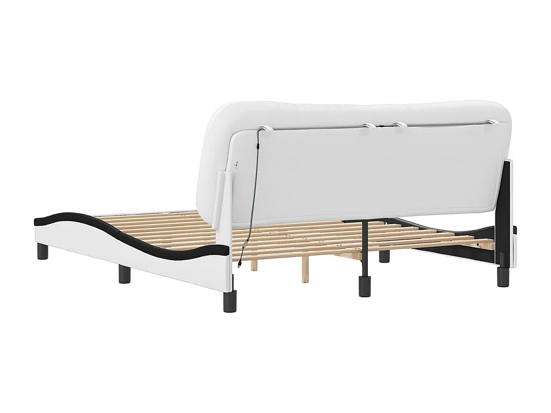 Cadre de lit avec LED sans matelas blanc et noir 160x200 cm