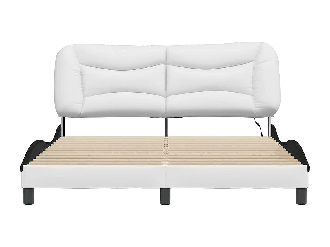 Cadre de lit avec LED sans matelas blanc et noir 160x200 cm