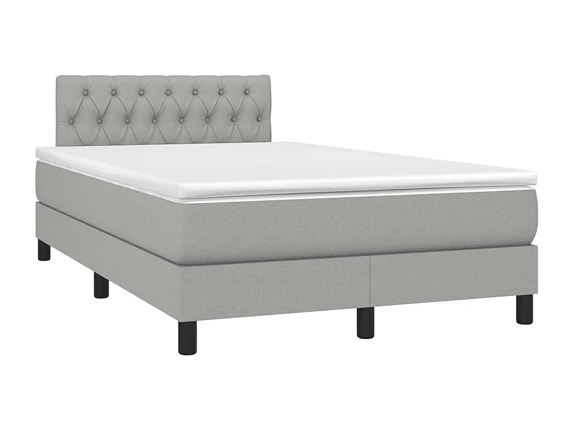 Letto a Molle Materasso e LED Grigio Chiaro 120x190 cm Tessuto