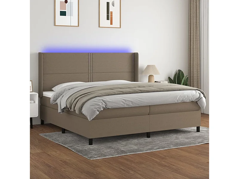 Sommier à lattes de lit matelas LED Taupe 200x200 cm Tissu