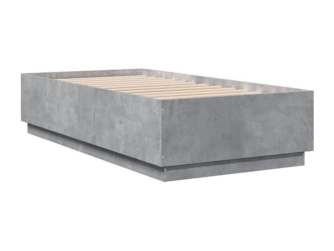 Cadre de lit avec LED sans matelas gris béton 90x190 cm