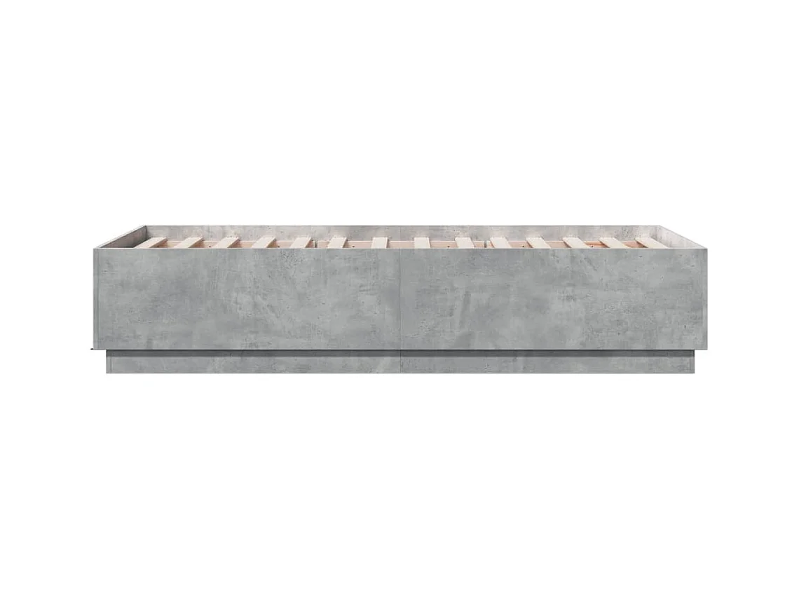 Bedframe met LED-verlichting bewerkt hout betongrijs 90x190 cm