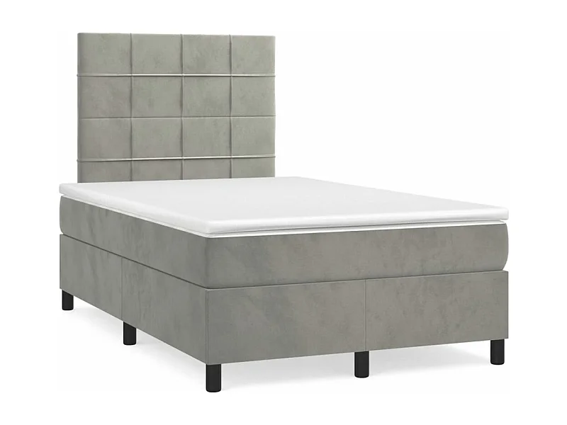 Sommier à lattes de lit avec matelas LED gris clair 120x190 cm