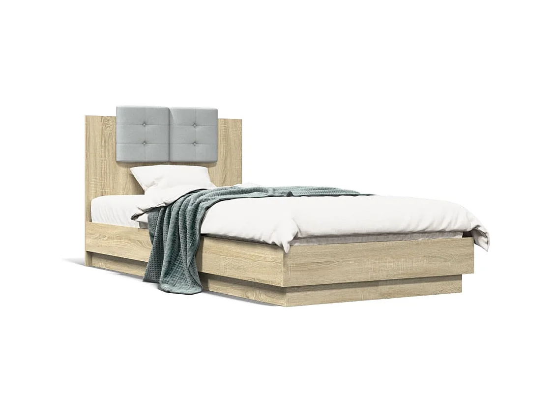 Cadre de lit avec LED sans matelas chêne sonoma 90x190 cm