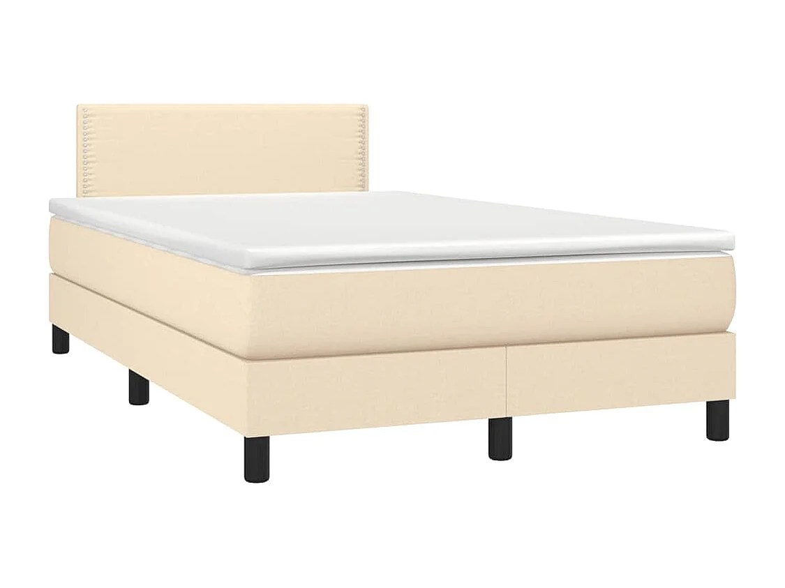 Sommier à lattes de lit matelas et LED crème 120x190 cm tissu