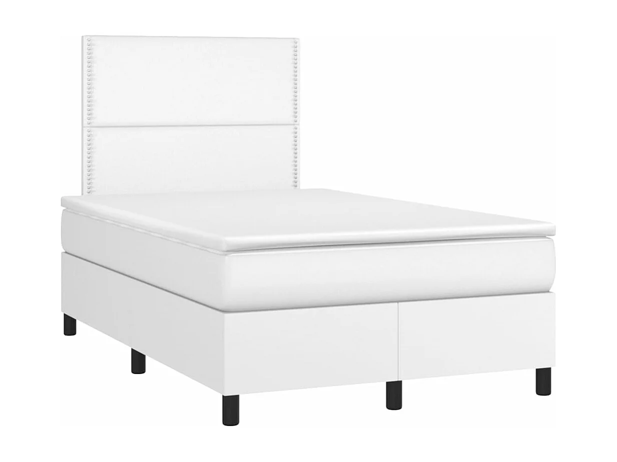 Boxspringbett mit Matratze & LED Weiß 120x200 cm Kunstleder