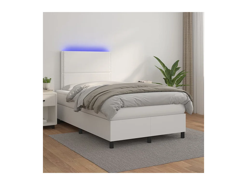 Sommier à lattes de lit avec matelas et LED Blanc 120x200 cm