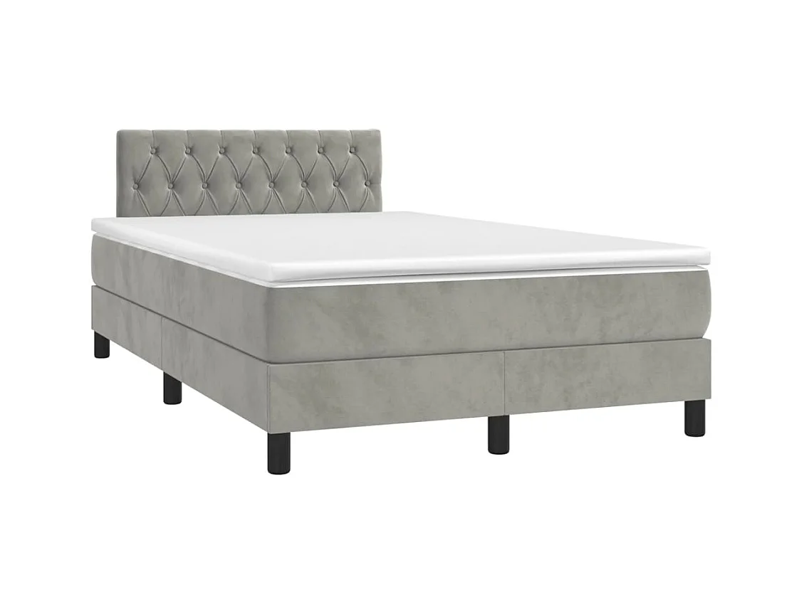 Sommier à lattes de lit avec matelas LED gris clair 120x190 cm