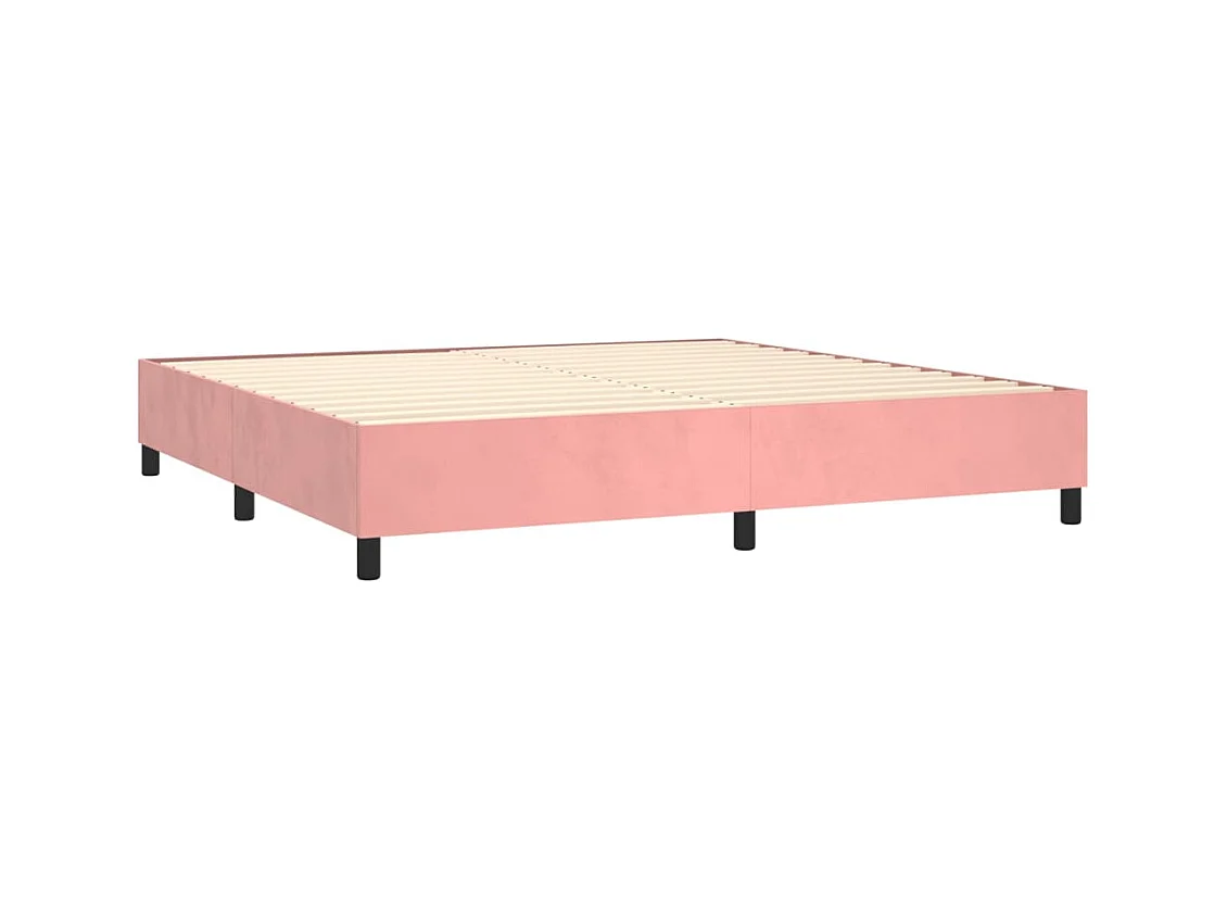 Boxspringbett mit Matratze & LED Rosa 200x200 cm Samt