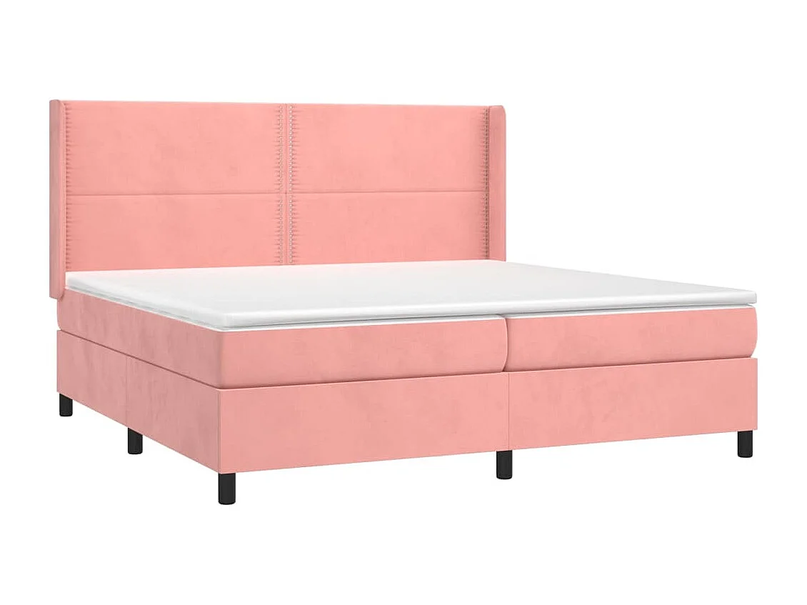 Boxspring met matras en LED fluweel roze 200x200 cm