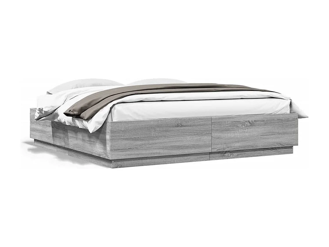 Giroletto Luci LED Grigio Sonoma 180x200 cm Legno Multistrato