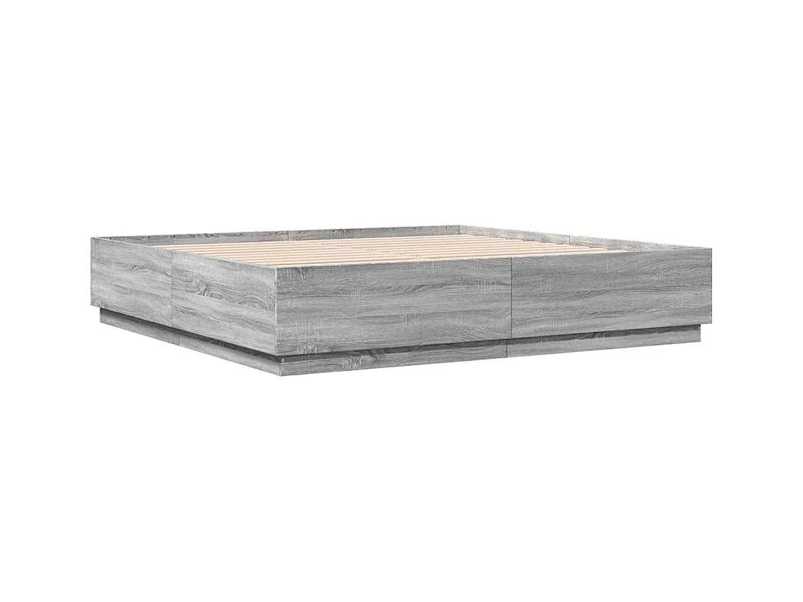 Cadre de lit avec LED sans matelas sonoma gris 180x200 cm