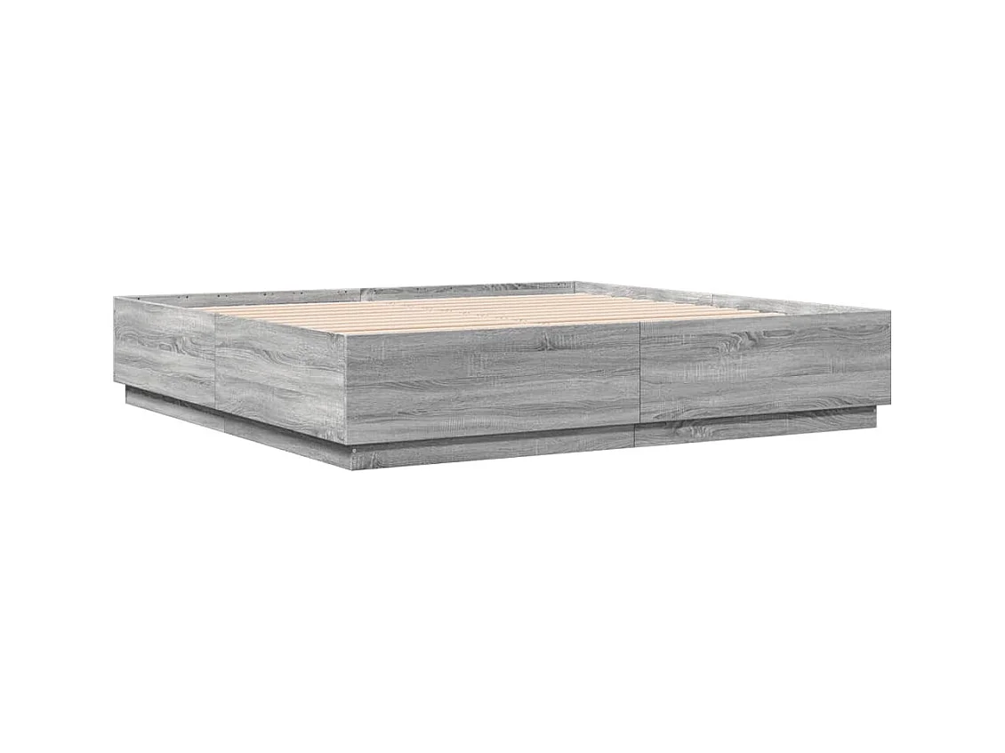 Cadre de lit avec LED sans matelas sonoma gris 180x200 cm