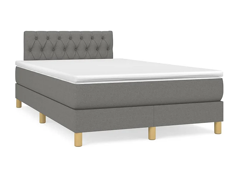 Sommier à lattes de lit matelas LED gris foncé 120x190 cm tissu