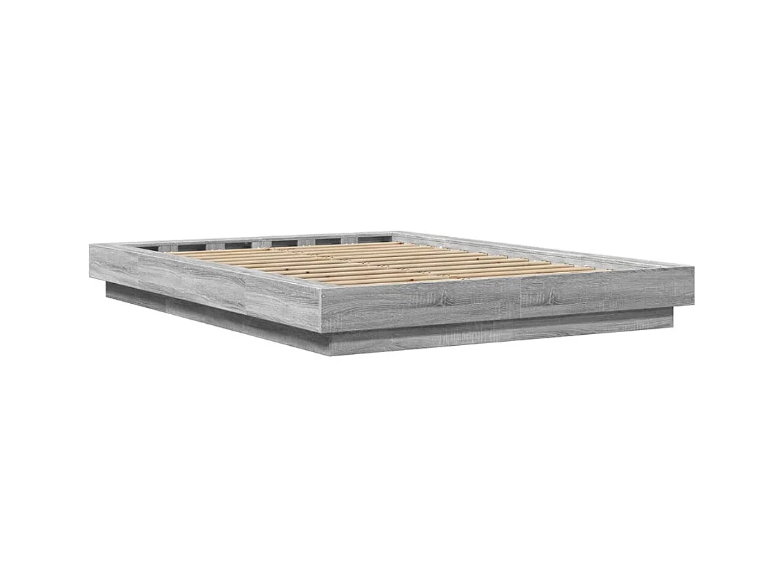 Cadre de lit et lumières LED sans matelas sonoma gris 140x190cm