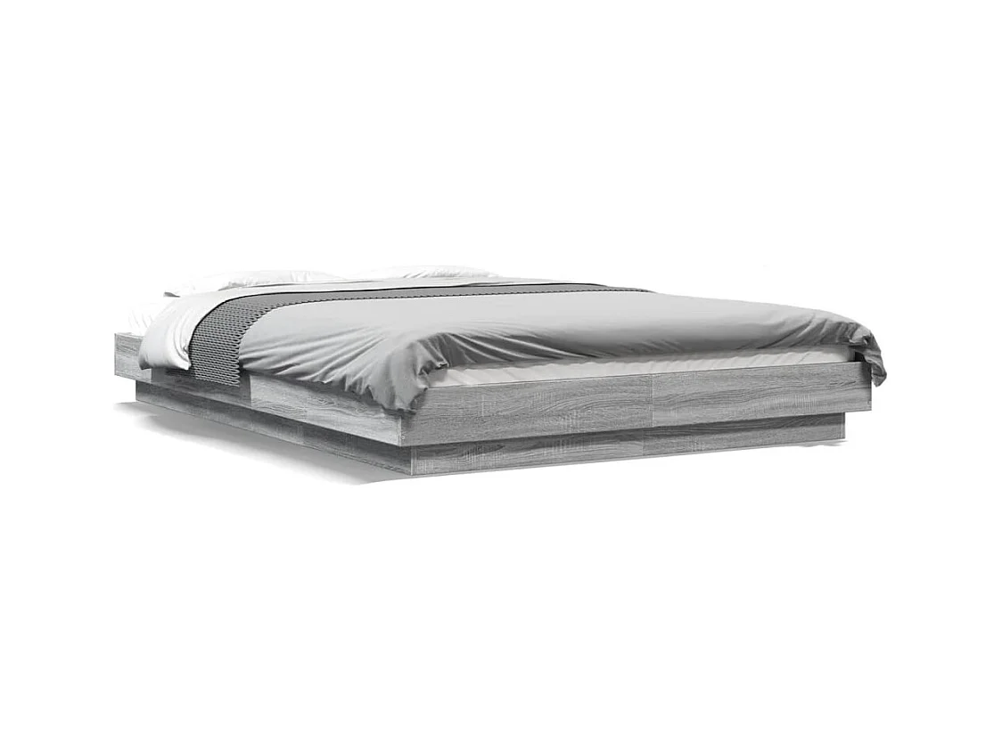 Cadre de lit et lumières LED sans matelas sonoma gris 140x190cm