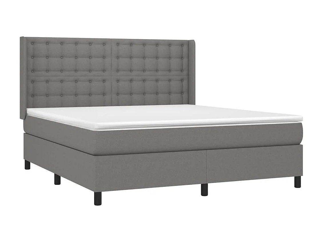 Sommier à lattes de lit matelas LED Gris foncé 180x200 cm Tissu