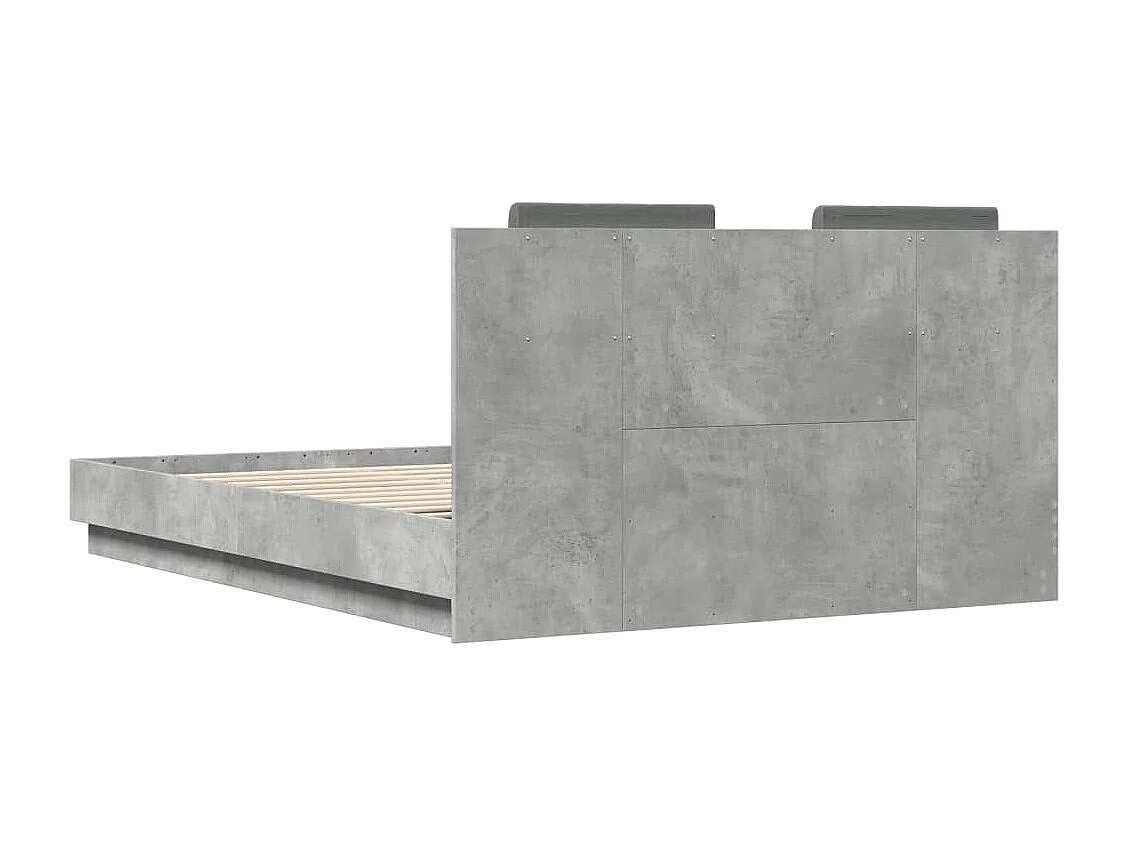 Giroletto con Testiera e LED Grigio Cemento 120x200 cm