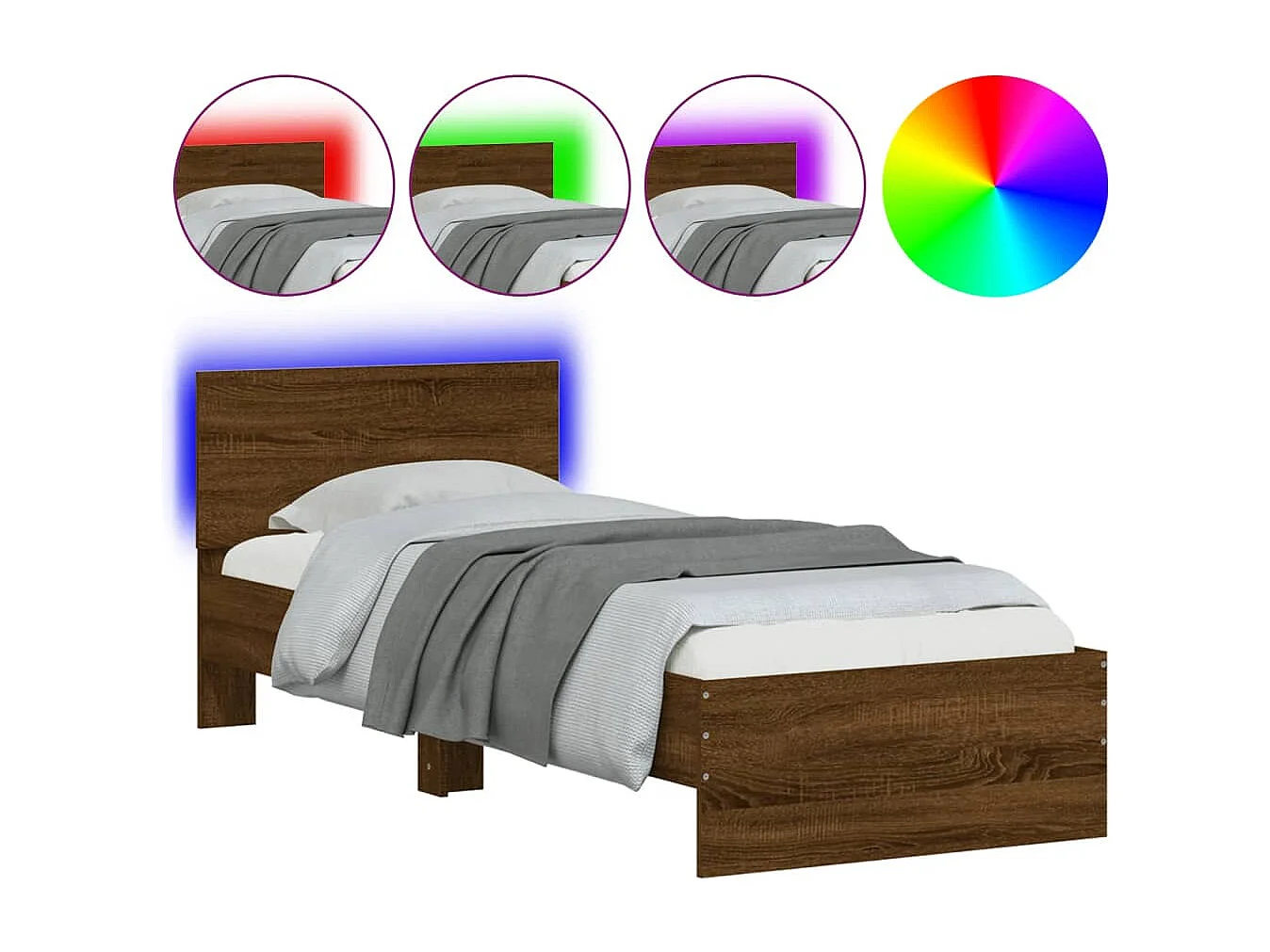 Cadre de lit sans matelas avec lumières LED 90x200 cm