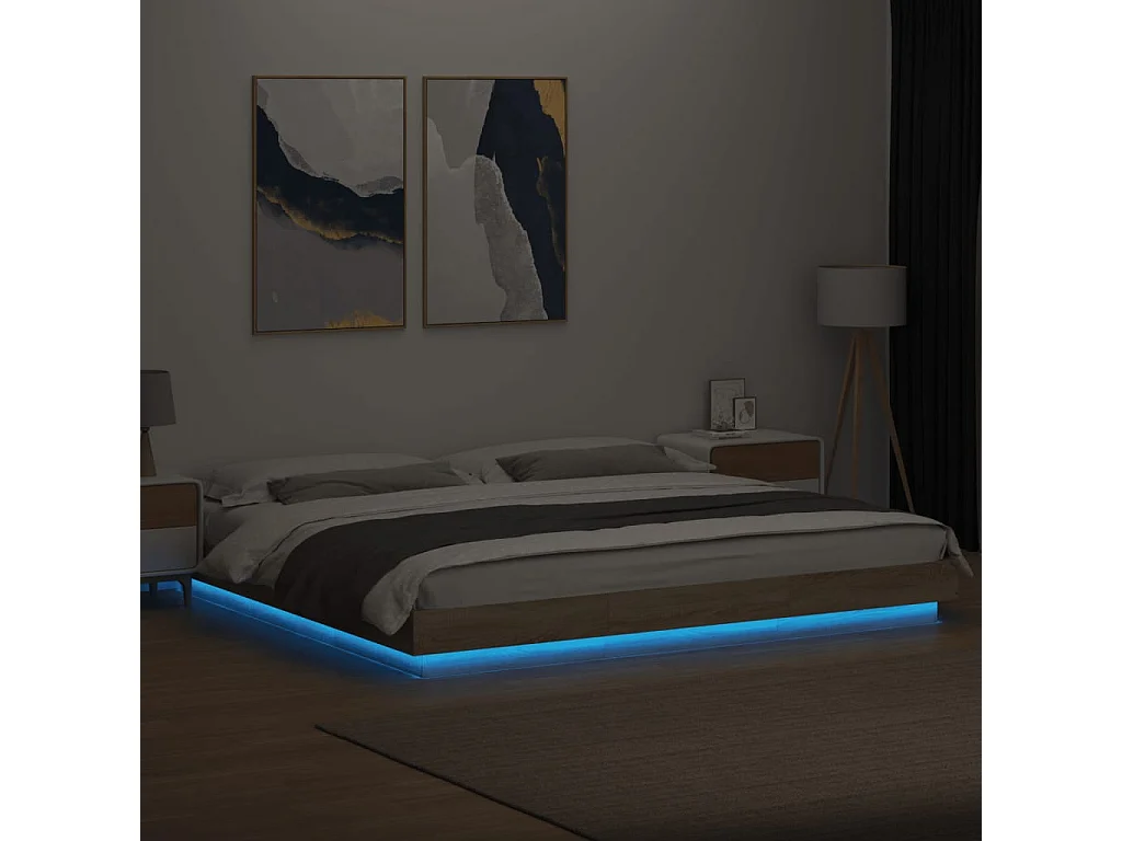 Cadre de lit avec lumières LED sans matelas 180x200 cm