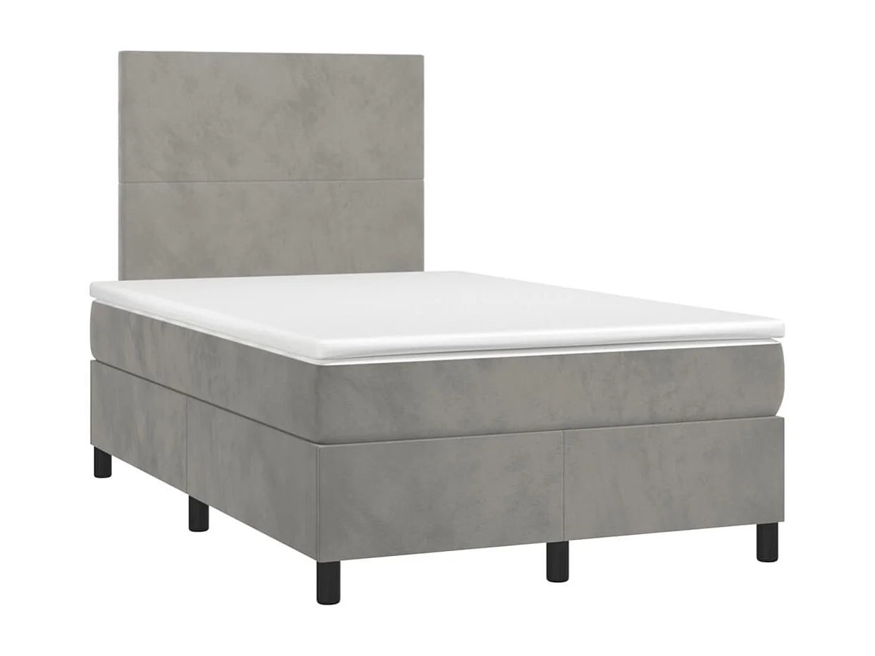 Boxspringbett mit Matratze & LED Hellgrau 120x190 cm Samt