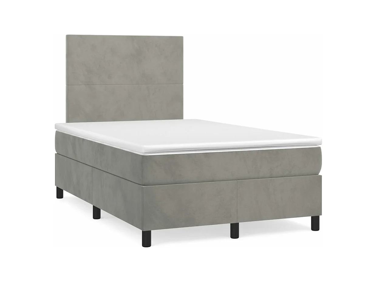 Sommier à lattes de lit avec matelas LED gris clair 120x190 cm