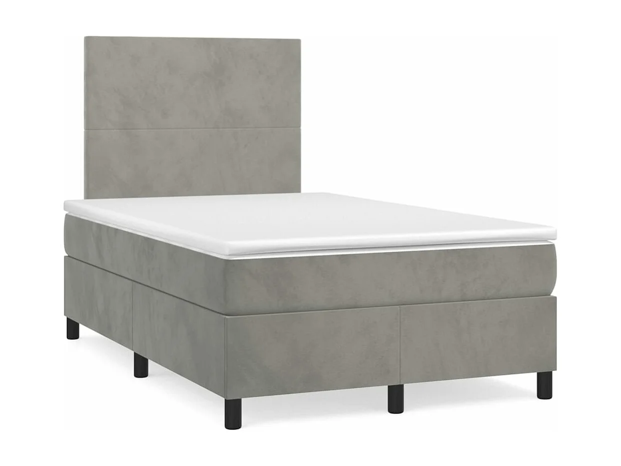 Sommier à lattes de lit avec matelas LED gris clair 120x190 cm