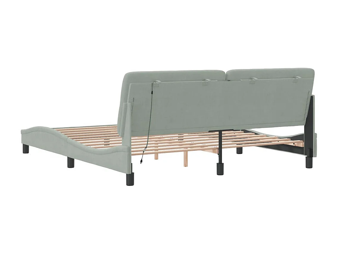 Giroletto con Luci LED Grigio Chiaro 180x200 cm in Velluto