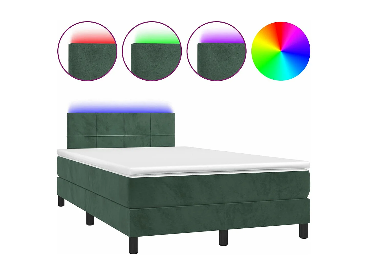 Sommier à lattes de lit avec matelas LED vert foncé 120x190 cm