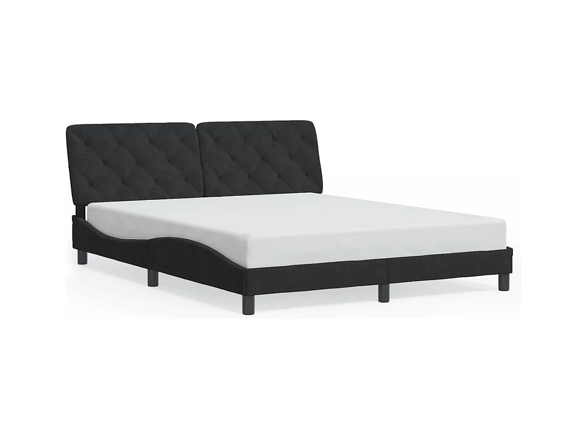 Giroletto con Luci LED Nero 160x200 cm in Velluto