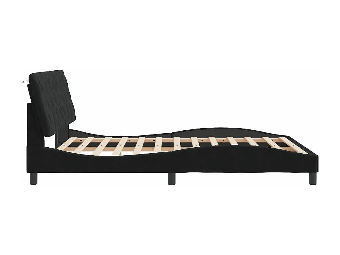 Estrutura de cama c/ luzes LED 160x200 cm veludo preto