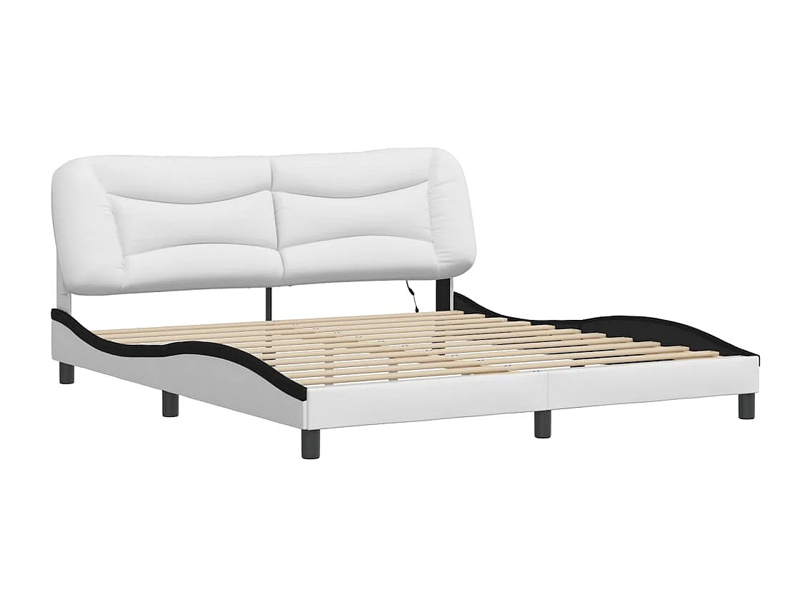 Giroletto con Luce LED Bianco e Nero 180x200 cm in Similpelle