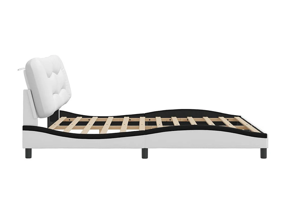 Giroletto con Luce LED Bianco e Nero 180x200 cm in Similpelle