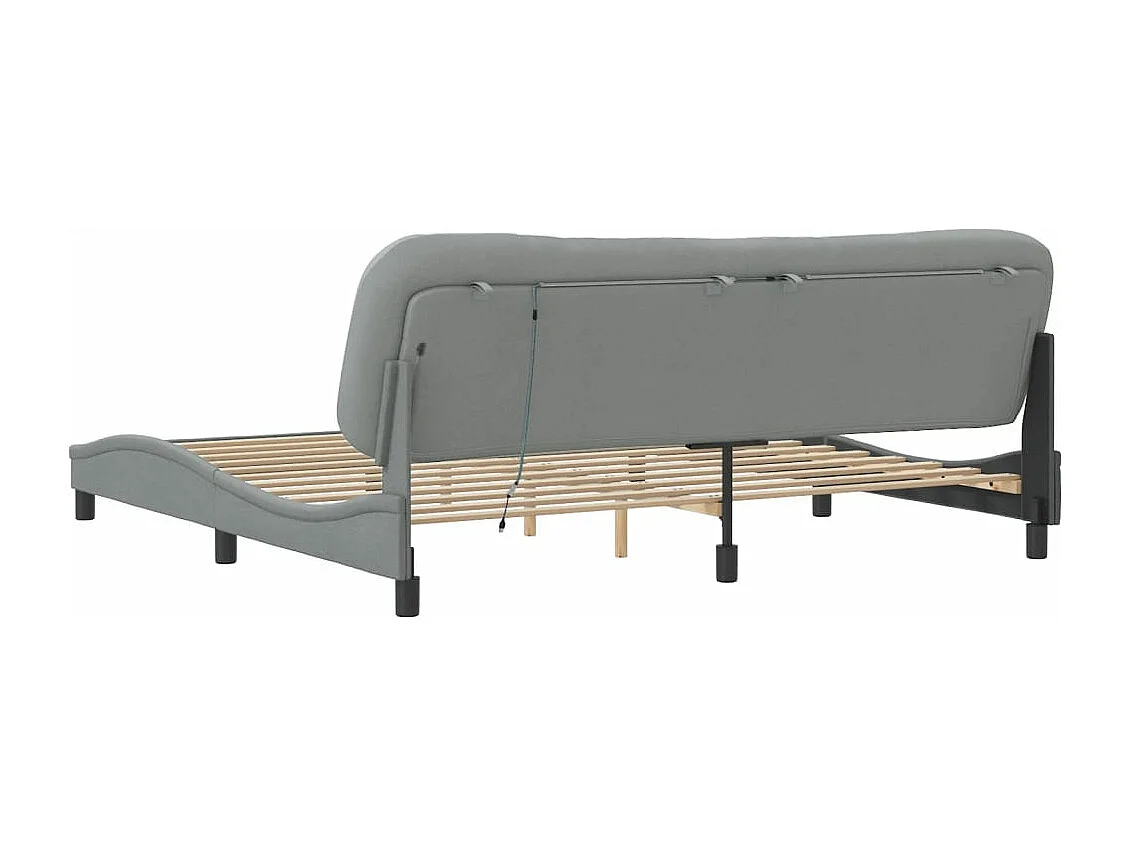 Bettgestell mit LED Hellgrau 200x200 cm Stoff