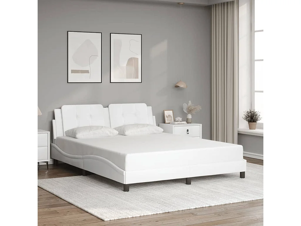 Cadre de lit avec LED sans matelas blanc 160x200 cm