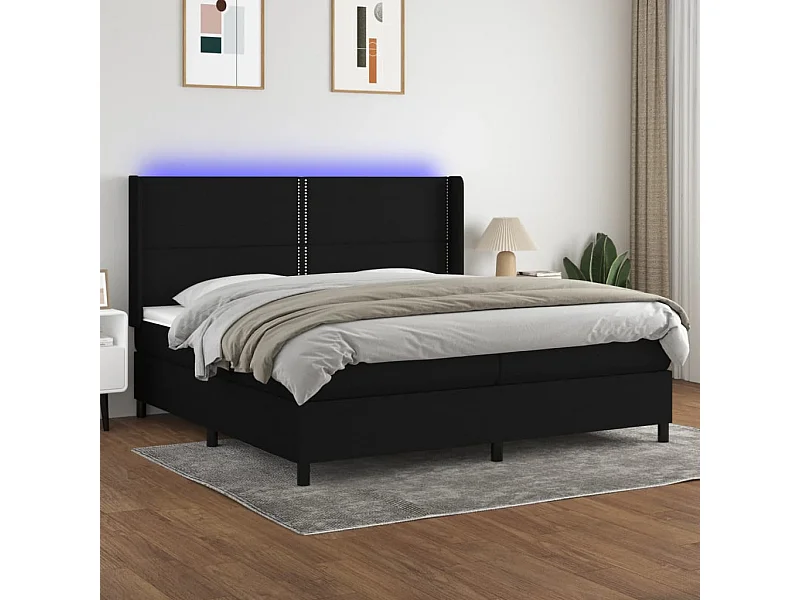 Boxspringbett mit Matratze & LED Schwarz 200x200 cm Stoff