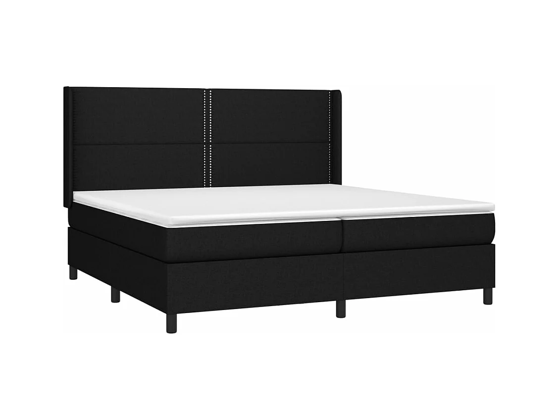 Letto a Molle Materasso e LED Nero 200x200cm in Tessuto