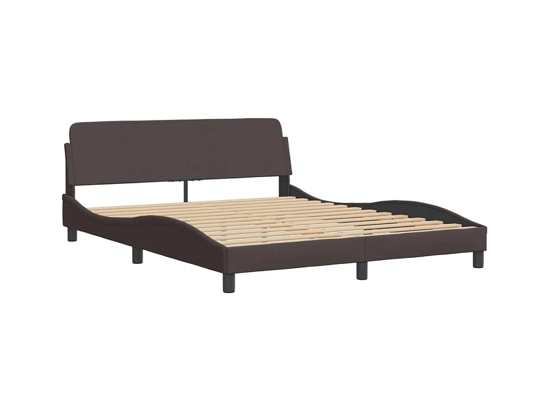 Cadre de lit avec LED sans matelas marron foncé 160x200cm tissu