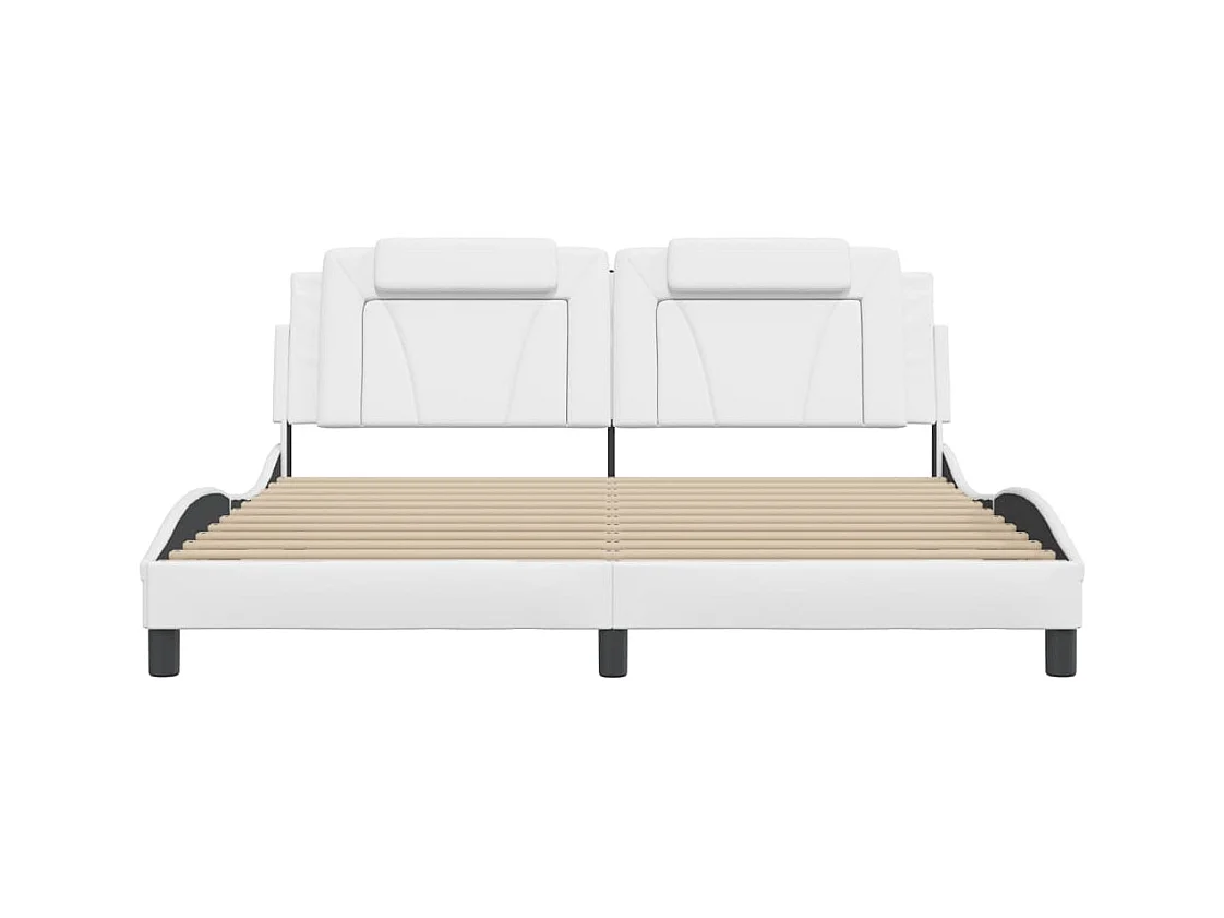 Bedframe met LED-verlichting kunstleer wit 180x200 cm