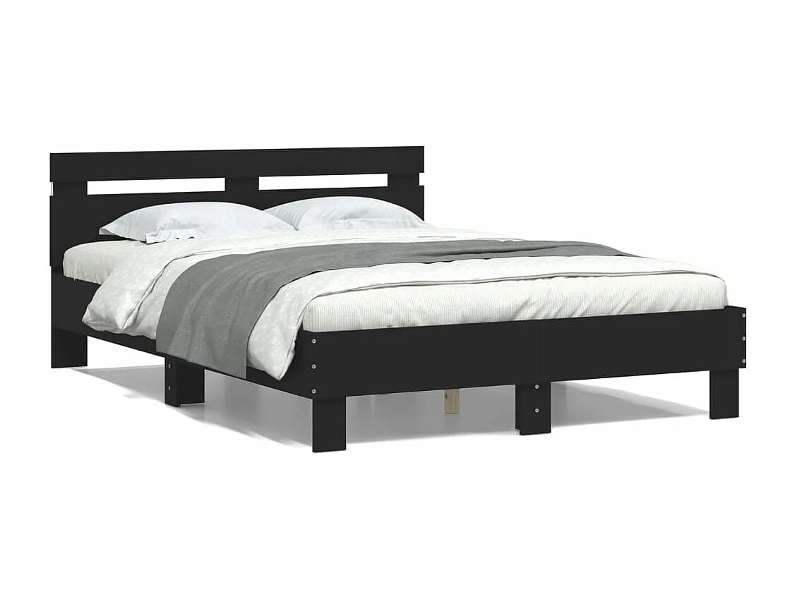 Cadre de lit avec LED sans matelas noir 135x190 cm