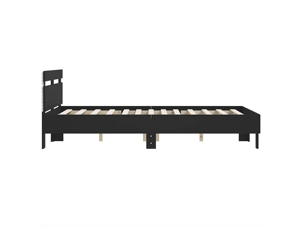 Cadre de lit avec LED sans matelas noir 135x190 cm