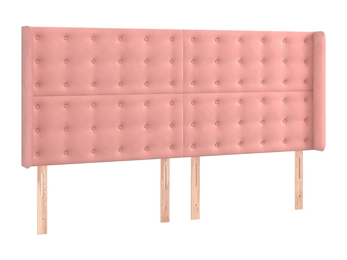 Cama box spring c/ colchão/LED 180x200 cm veludo rosa