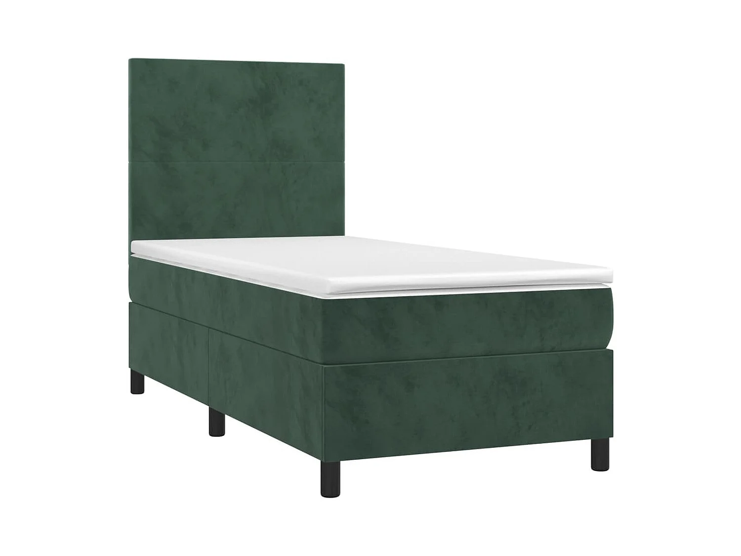 Sommier à lattes de lit avec matelas et LED Vert foncé 90x190cm