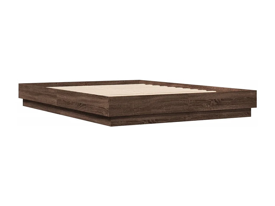 Cadre de lit avec LED sans matelas chêne marron 150x200 cm